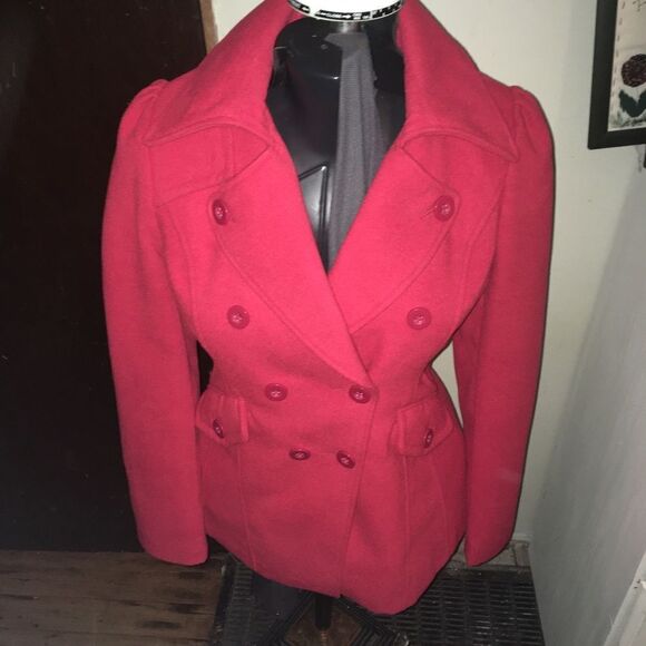 Lost red M double breasted Winter timeless peacoat - Picture 1 of 5